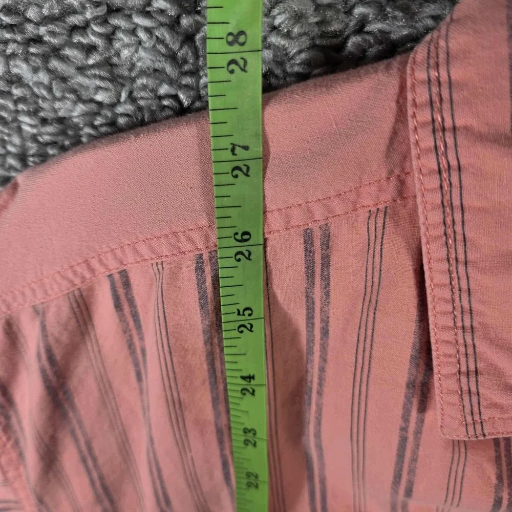 Bugle Boy Button Down Shirt Salmon Striped Vintage 90s - Mens Size Medium